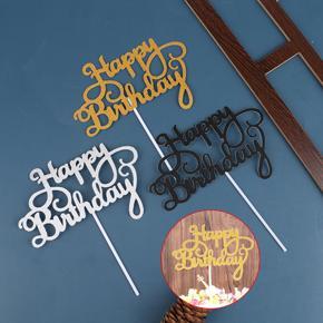 10PCS Glitter Paper Happy Birthday Cake Topper Cupcake Dessert Decor Supplies