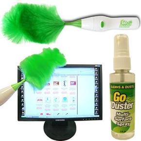 Go Duster Electric Feather Spin Home Duster, Green. Electronic Motorised Cleaning Brush Set, car Cleaning Brush Duster