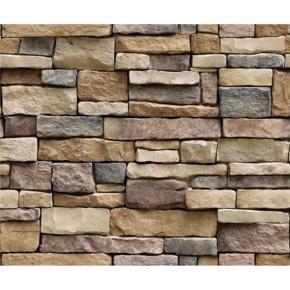 3D Stone Brick Wallpaper PVC Wall Sticker Bedroom Living Room Background Decal-brown