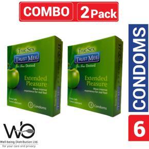 Trust Mee - True Dotted Apple Flavor Condoms for Extended Pleasure - Combo Pack - 2 Pack - 3x2=6pcs