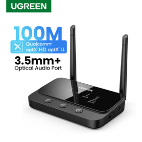 UGREEN 3in1 Bluetooth 5.0 Transmitter Receiver Adapter Bypass aptx LL HD Optical 3.5mm jack Aux Audio Wireless Connection For TV Headphones PC TV BOX Speaker