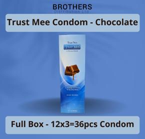 Trust Mee - Premium Dotted Chocolate Flavor Condoms Extra Time For Long Lasting Pleasure - Full Box - 12x3=36pcs