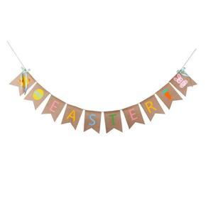Easter Banner Garland Flag Burlap Garland String Home Party Supply Easter Egg Hanging Bunting Colorful