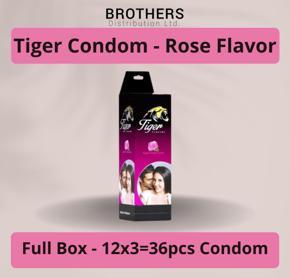 Tiger Condom - Dotted Condoms Rose Flavour - Full Box - 3x12=36pcs