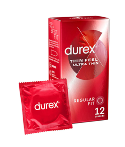 Durex Thin Feel Ultra Thin Regular Fit Latex Condoms - 12pcs per Pack (China)