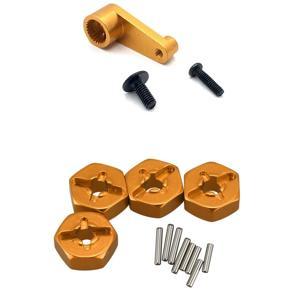 BRADOO- 2 Set RC Car Part: 1 Set Aluminum Alloy 12mm Combiner Wheel Hub Hex Adapter & 1 Set Metal 144001-1263 25T Servo Arm Horn