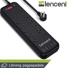 LENCENT Power Strip Surge Protector with 12 Outlets & 5 USB Ports(4 USB-A & 1 USB-C), 6Ft Extension Cord (1875W/15A,3600J), Overload Protection, Mountable Flat Plug for Home Office Hotel- ETL Listed