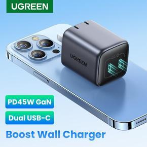 UGREEN 45W GaN Charger with Dual USB Type C Ports Fast Charging for iPad Pro iPad mini SAMSUNG S23 S22 S21 S20 iPhone 13 pro max