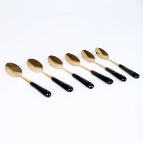 Food Grade Material Attractive Spoon Set 6 Pieces - Golden Color