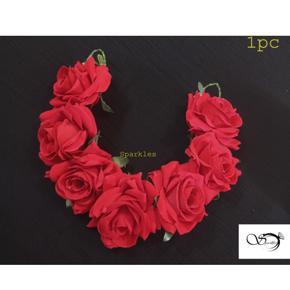 Artificial Flower Hair accessories Gajra Red Valvet Rose flower -1 pc