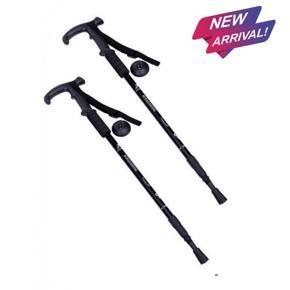 PACK OF 2 : Hiking Sticks Adjustable Folding Curved Handle Walking Stick - 2 Pole