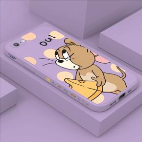 Hontinga for iPhone 6S Case Side Design Cute Cartoon Mouse Back Cover Soft Square Edge Pattern Liquid Silicone Trend Phone Cases