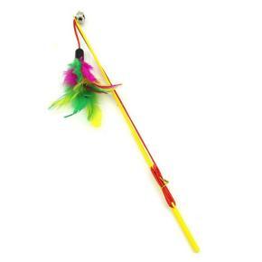 Pet Cat Puppy Teaser Bell Feather Retractable Stick Rod Funny Interactive Toy