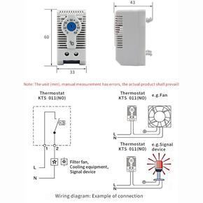 XHHDQES 2X KTS011 NO Normally Open Adjustable Mechanical Temperature Controller Cabinet Thermostat Din Rail,Used for Cooling