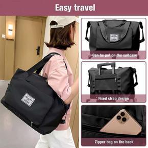 3 in 1 Large Capacity Folding Travel Bag with Fixed Strap Waterproof Luggage Shopping Gym Sports Carry-on Bags