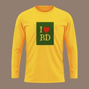 I Love BD Yellow long Sleeve T-Shirt For Men