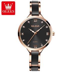 OLEVS luxurious Fashion Quartz Ladies Watch Large dial Waterproof  Watch For Women Elegant  Ceramic Strap Wristwatch - 5872