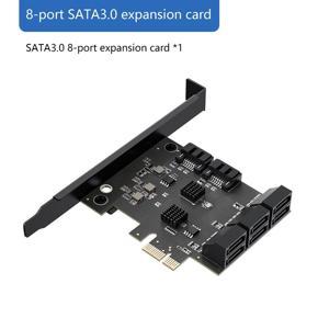 8 Ports SATA Adapter Card Riser Card PCI-E X1 SATA3.0 6Gb/S Hard Disk Expansion Card for BTC Miner Mining