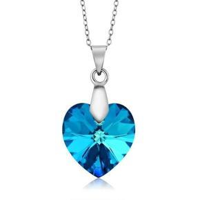 Blue Mini Heart Pendant Crystal Necklace