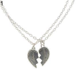 2 Pcs Fashion Best Friends Love Heart Pendant Couple Chain Necklace Jewelry Gift