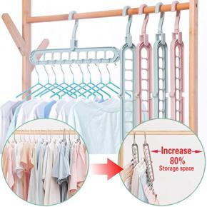 Pack of 2 - Super Magic Changeable Clothes Pluto Plastic Hanger Space Saving Saver Wonder Closet Organizer 9 Holes Holder Cloths and Pants Hanger