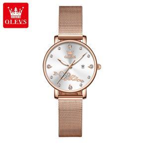 OLEVS Fashion Luxury Ladies Watch Quartz Exquisite Casual Waterproof Mesh Steel Watch for Girls - 5509