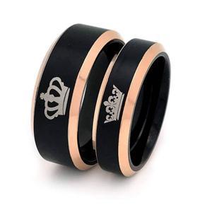 King and Queen Couple Ring Set In BlackTitanium