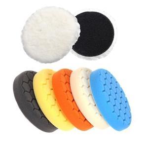 BRADOO- 1x Car Van Valeting Polisher Buffer Lamb Wool Polishing Pad 6 Inch & 5Pcs 6 Inch 150mm Hex Logic Polishing Pad