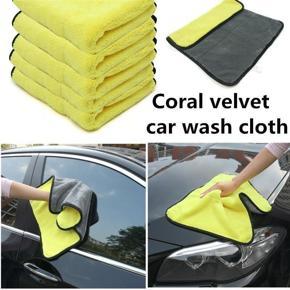 Double-faced velvet car wash Microfiber towel Yellow-Grey