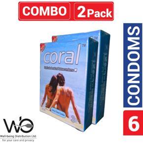Coral - Extra Time Combo Lubricated Natural Latex Condom - Combo Pack - 2 Packs - 3x2=6pcs
