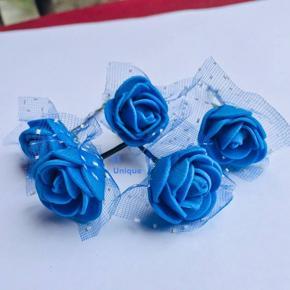 Blue Artificial Flower BobbyPins 5 pc set