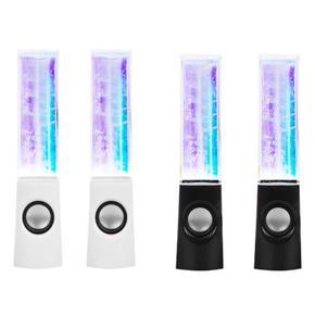 4PCS LED Light Speakers Dancing Water Music Fountain Light for PC Laptop for Phone Desk Stereo Speaker White & Black