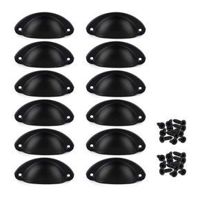 12Pcs Door Drawer Cabinet Iron Shell Cup Semicircle Handle Pull Knob With Screws 8.1Cmx3.2Cm