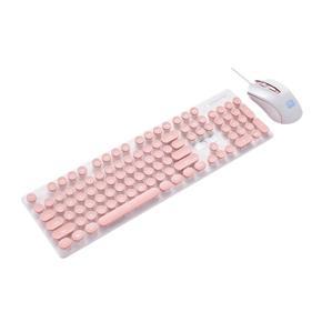 Simple Mouse And Keyboard Punk Mechanical Feel Keyboard Office Girl Keyboard - Pink wired