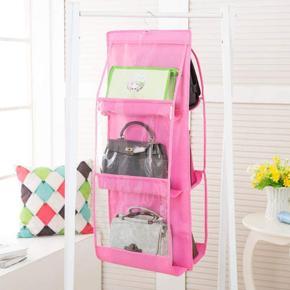 6 Pocket Hanging Handbag Organizer for Wardrobe Closet Transparent Storage Bag Door Wall Clear Sundry Shoe Bag with Hanger