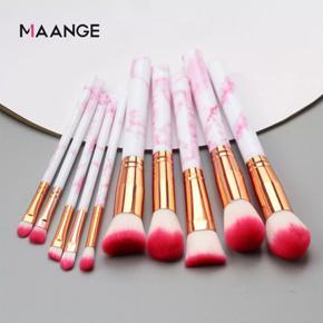 MAANGE 10pcs Marble Patten Makeup Brush for Cosmetic Powder Foundation Eyeshadow Lip Make up Brushes Set