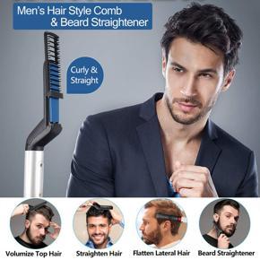 Multifunctional Electric Hair Comb Quick Beard Straightener Curling Curler Men Beauty Hair Styling Tool Gift Box Pack