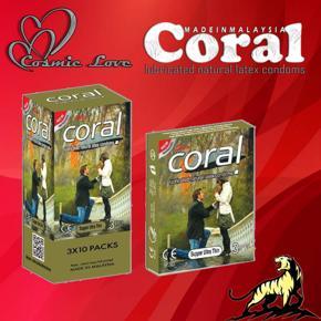 Coral - Ultra Thin  Lubricated Natural Latex Condom - 3x10=30pcs