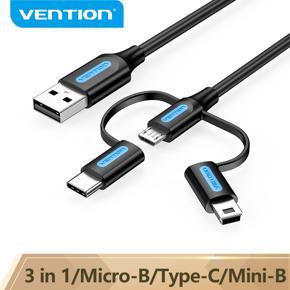 Vention 3 in 1 USB Type C Cable for Huawei P40 3A Fast Micro USB Charger Data Cord for Xmi Samsung HTC LG Mini USB Mobile Phone Wire