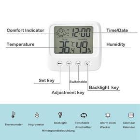 XHHDQES Humidity Meter Room Thermometer with Comfort Display for Wall Mounting or Standing, Set of 2 LED Digital Thermometer