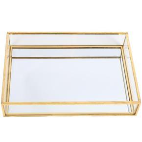 Nordic Retro Storage Tray Gold Rectangle Glass Makeup Organizer Tray Dessert Plate Jewelry Display Home Kitchen Decorï¼ˆSï¼‰
