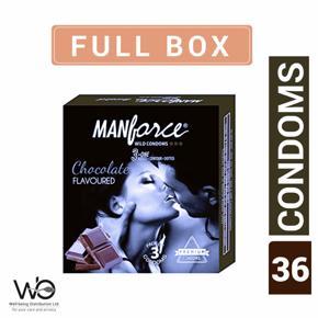 Manforce Chocolate Flavour Super Condoms Full Box - 3x12= 36pcs