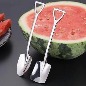 2PCS Creative Shovel Coffee Spoon Stainless Steel Dessert Spoons GIFT Watermelon Ice Cream Spoon Tip Shovel Flat Shovels