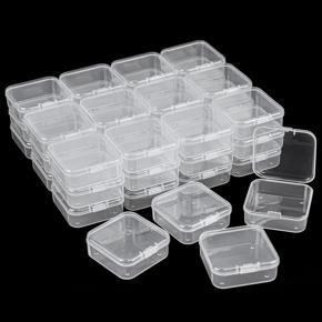 6Pcs Small Boxes Square Transparent Plastic Jewelry Storage Case Finishing Container Packaging Storage Box for Earrings Rings
