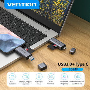 Vention SD Card Reader USB Type C to Micro SD TF Card Adapter for Laptop Accessories Phone Smart Memory USB 3.0 SD Card Adapter