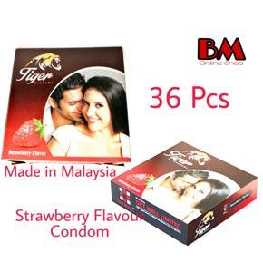 36 Pcs Strawberry Flavor  Tiger Thin Condoms