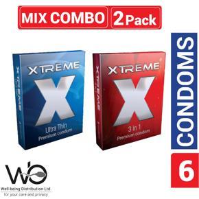 Xtreme Mix - 1 Pack Ultra Thin & 1 Pack 3in1 Premium Condom - 3x2=6pcs