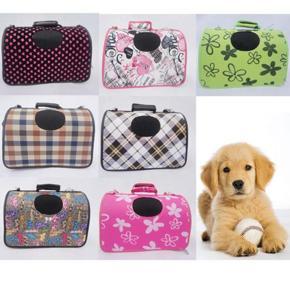 Comfort Travel Crate Carrier Bag Pet Dog Cat Pet Puppy Soft Kennel Tote S M ZX - Brown plaid with curtain