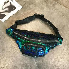 2019 Newest Hot Women Travel Holiday Waist Fanny Pack Money Belt Wallet Glitter Multicolor Bum Bag Laser Sequin Waist Packs