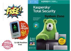 Kaspersky Total Security (1 User 1 Year License), Kaspersky Free 32GB Pendrive